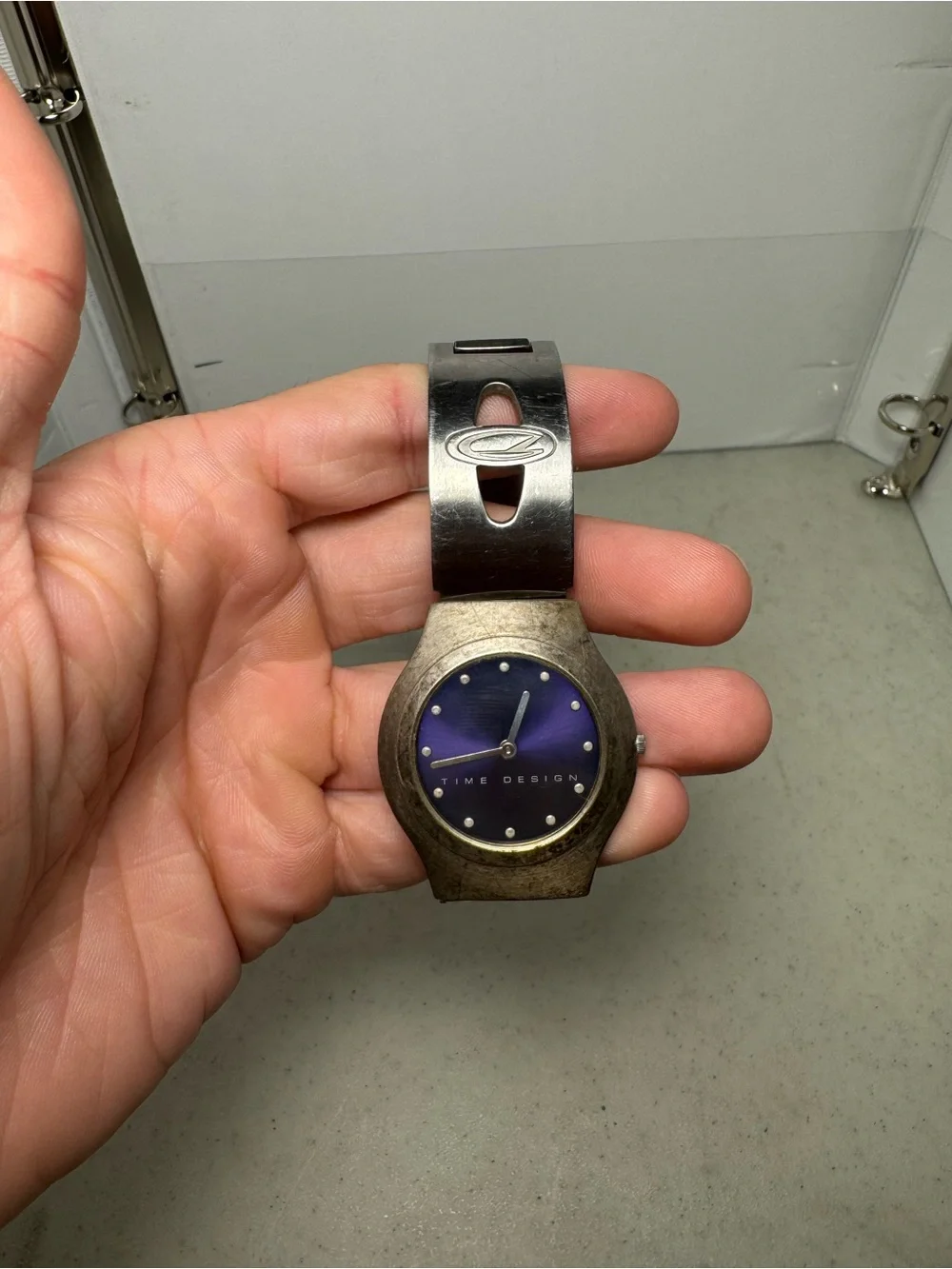 Vintage Womens Time Design Purple Dial Watch AS IS